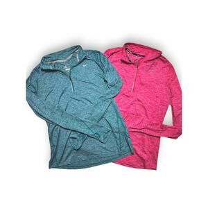 Nike Dri-Fit 1/4 Zip Top Bundle 2 Women's Pink + Teal Size Medium